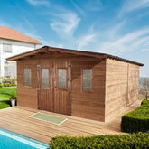 Abri Thermabri 24,30m² en bois thermo traité toiture en acier HABRITA Ma boutique